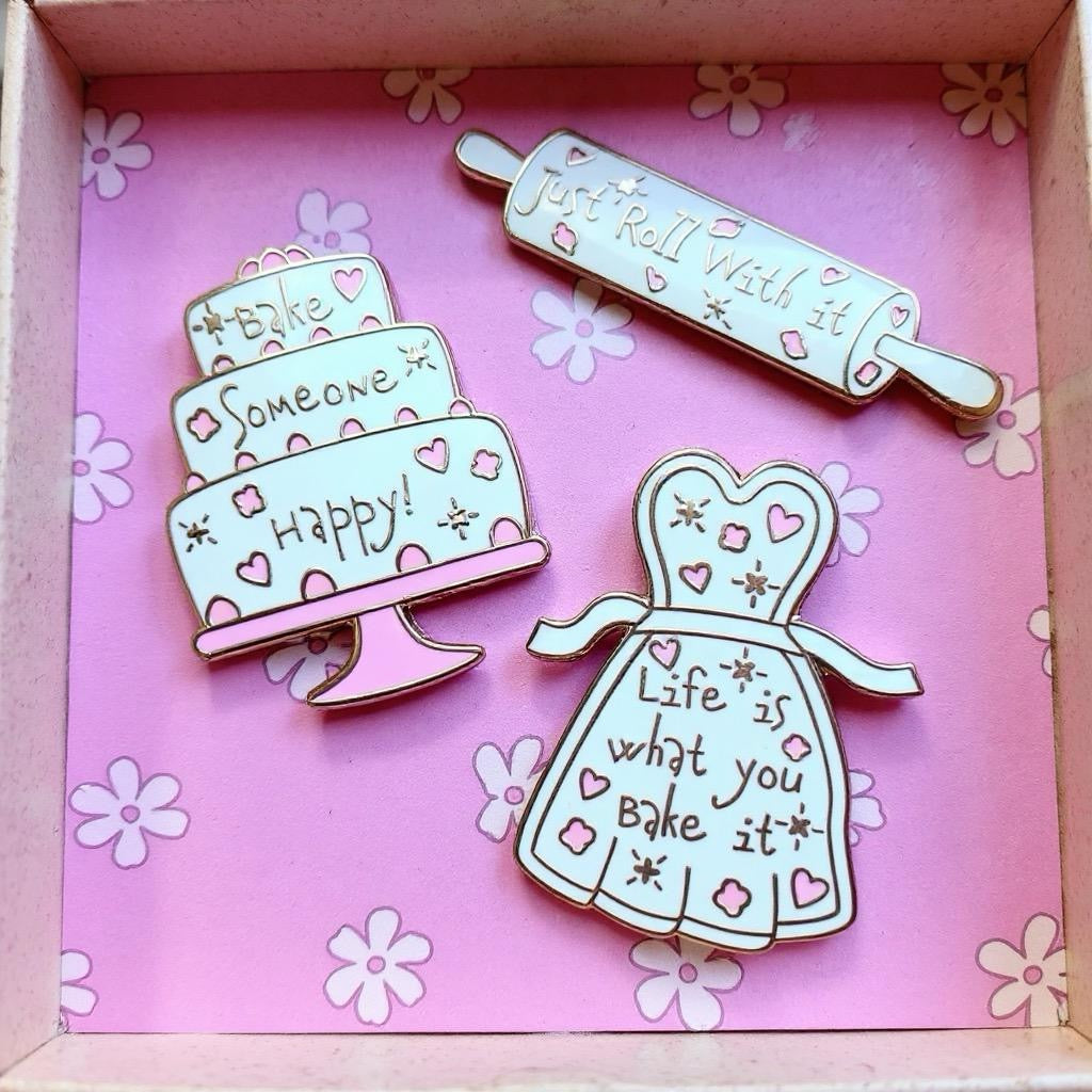 Whimsical Baker Pin Set, kawaii pin pack