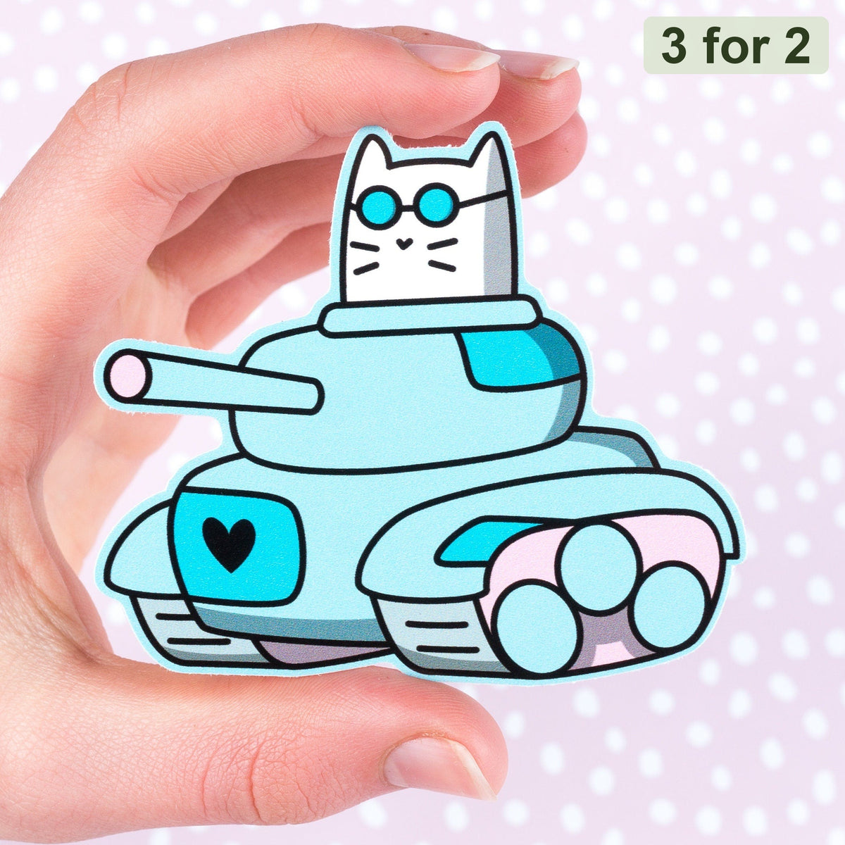 Frank Tank Sticker, Frank the cat in a mint tank, cat sticker