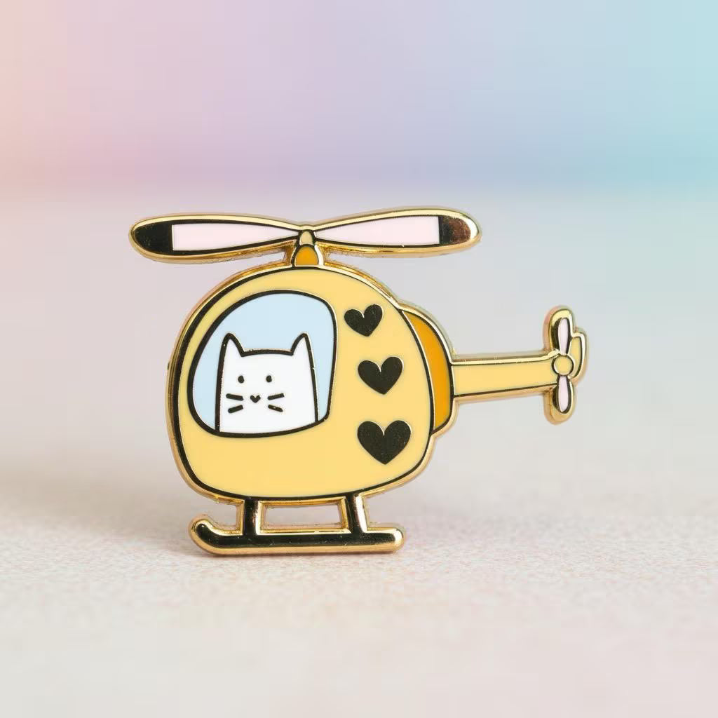 Helicopter Frank, cat enamel pin