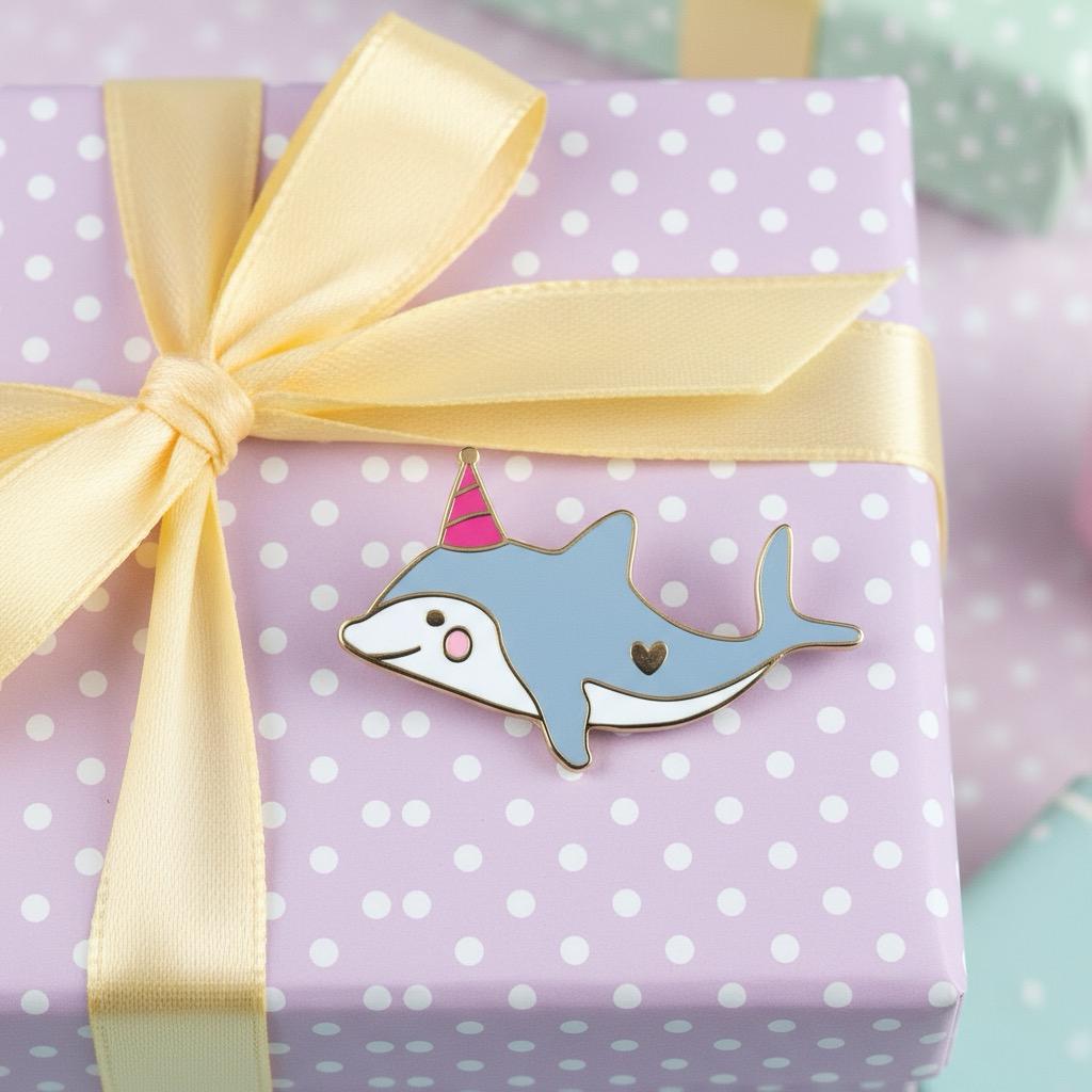 Party Dolphin enamel pin lifestyle photo