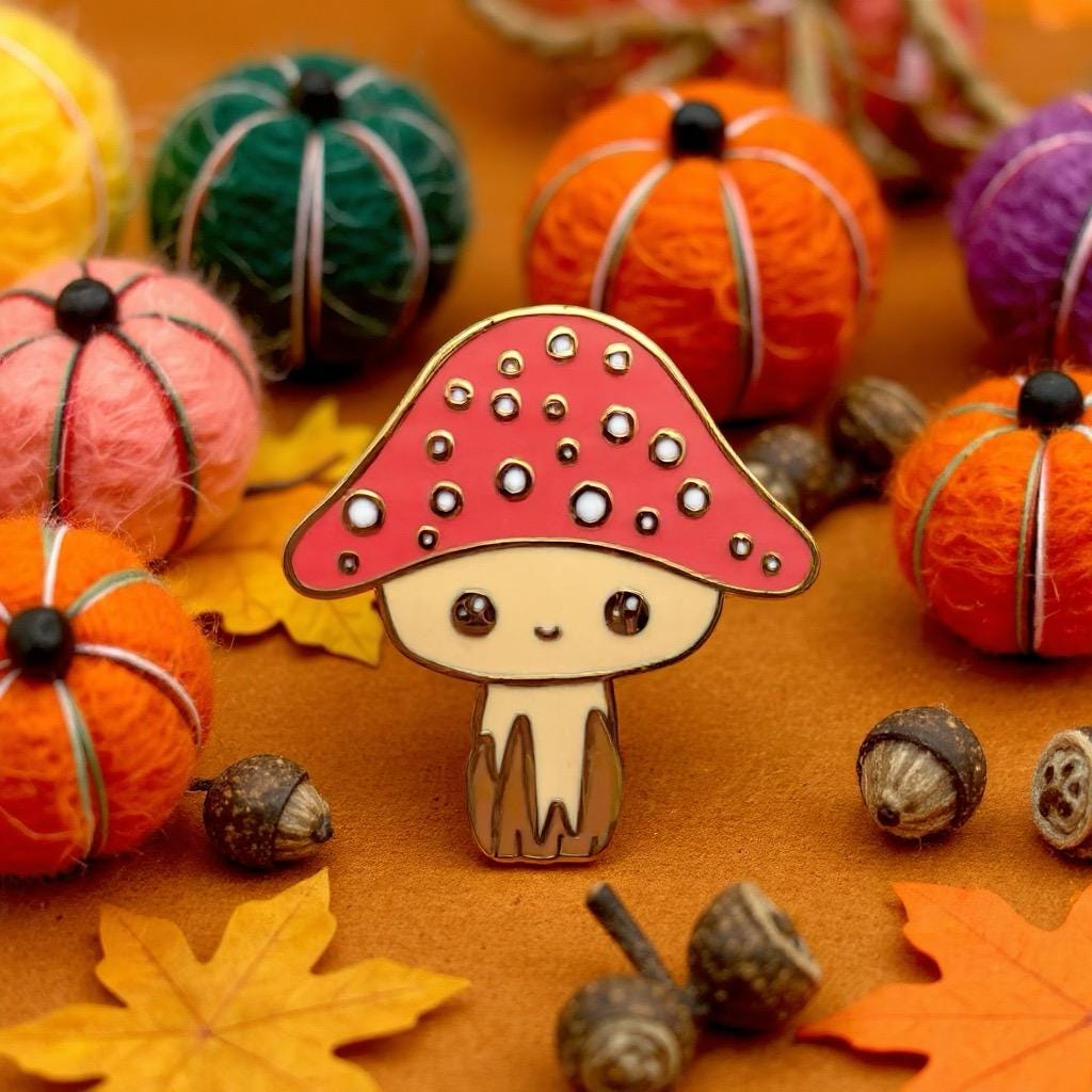 Mini Mushroom, witchy enamel pin