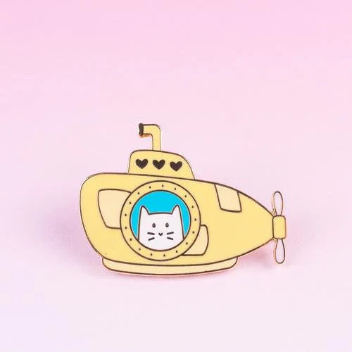 Submarine Frank, cat enamel pin