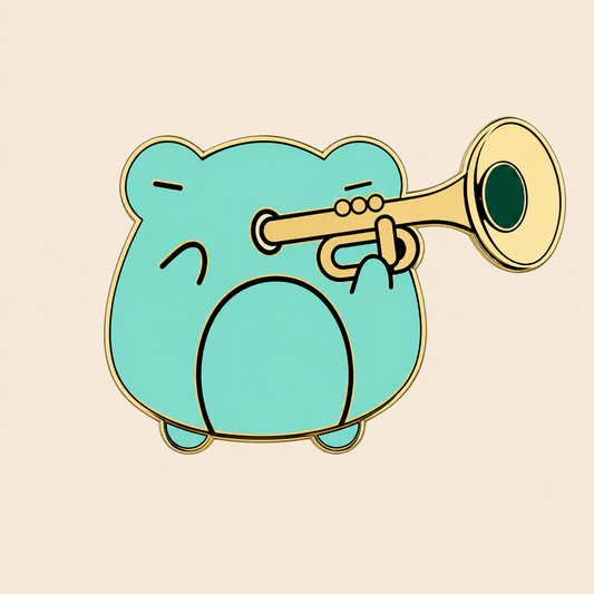 Trumpet Frog, frog enamel pin
