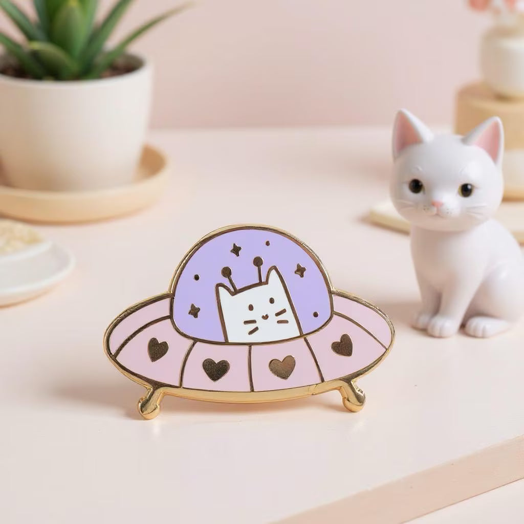 Heart Voyager: UFO Frank, cat enamel pin