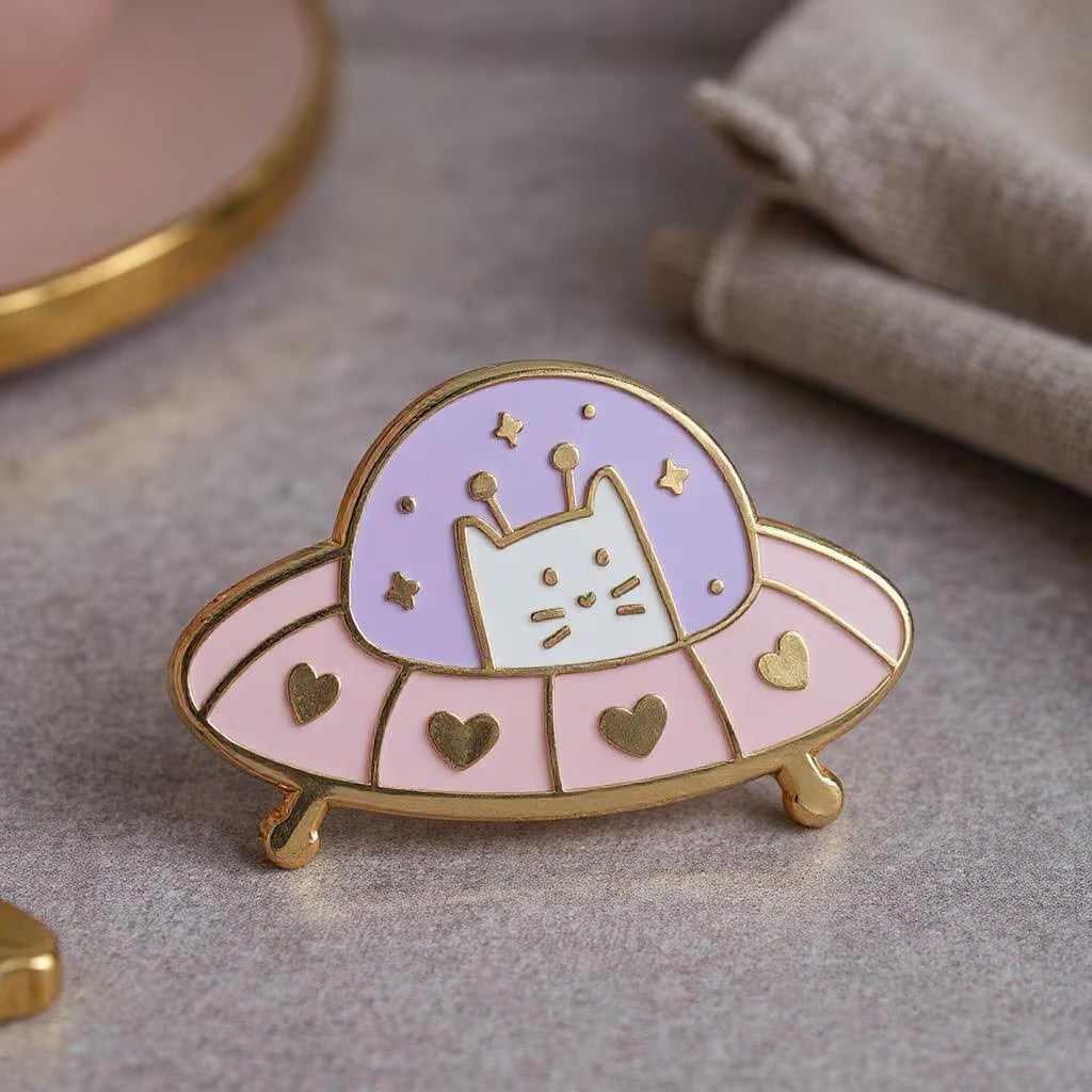 Heart Voyager: UFO Frank, cat enamel pin
