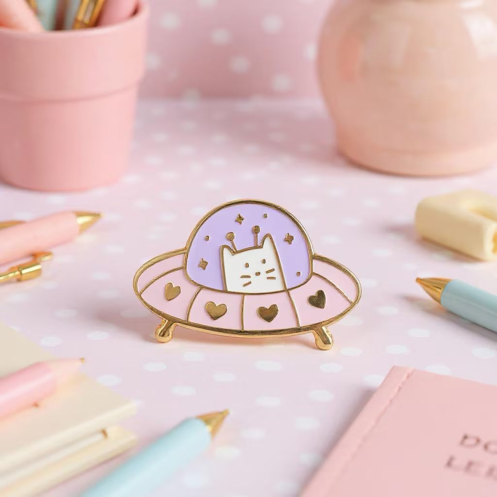 Heart Voyager: UFO Frank, cat enamel pin
