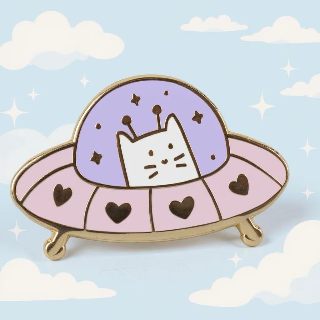 Heart Voyager: UFO Frank, cat enamel pin