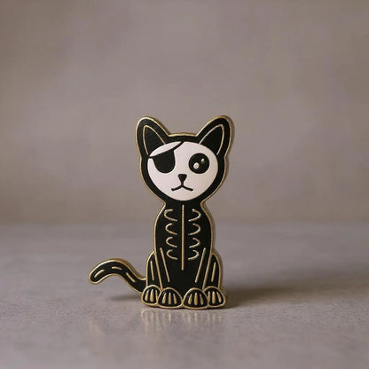 Skeleton Cat, witchy enamel pin