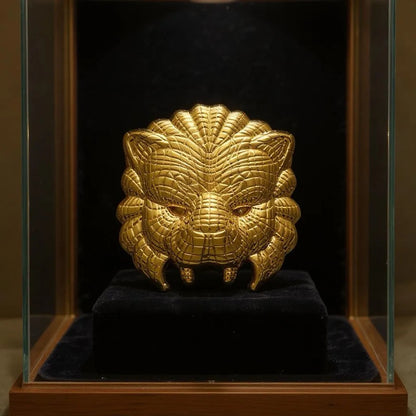 Lion Mask enamel pin — back showing 2 pin posts and rubber clutches