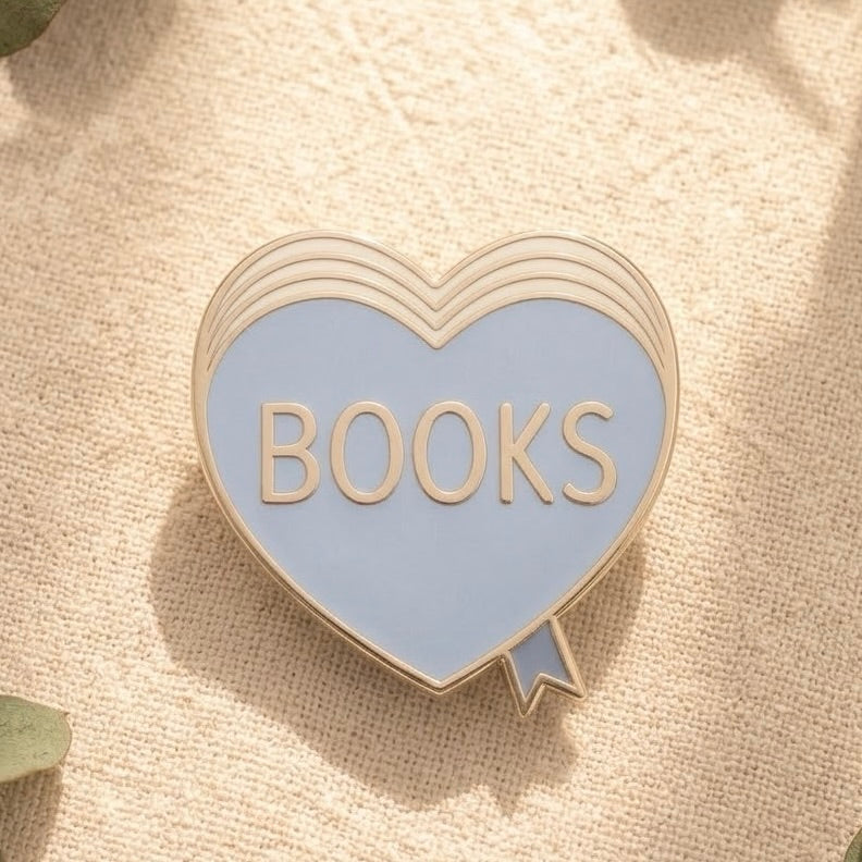 Books Heart Pin