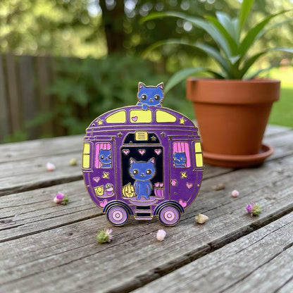 Peaky Whiskers Caravan, witchy enamel pin