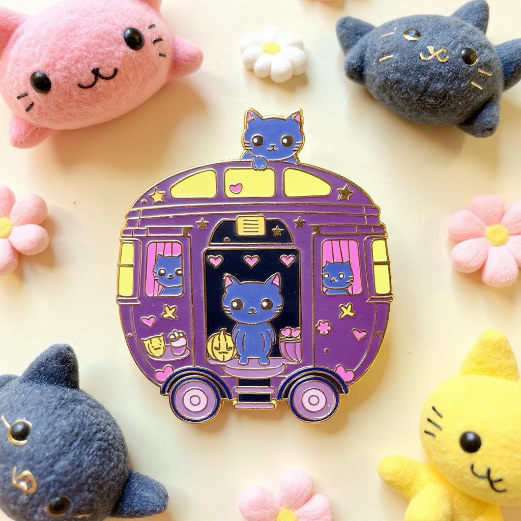 Peaky Whiskers Caravan, witchy enamel pin