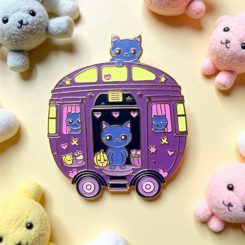 Peaky Whiskers Caravan, witchy enamel pin