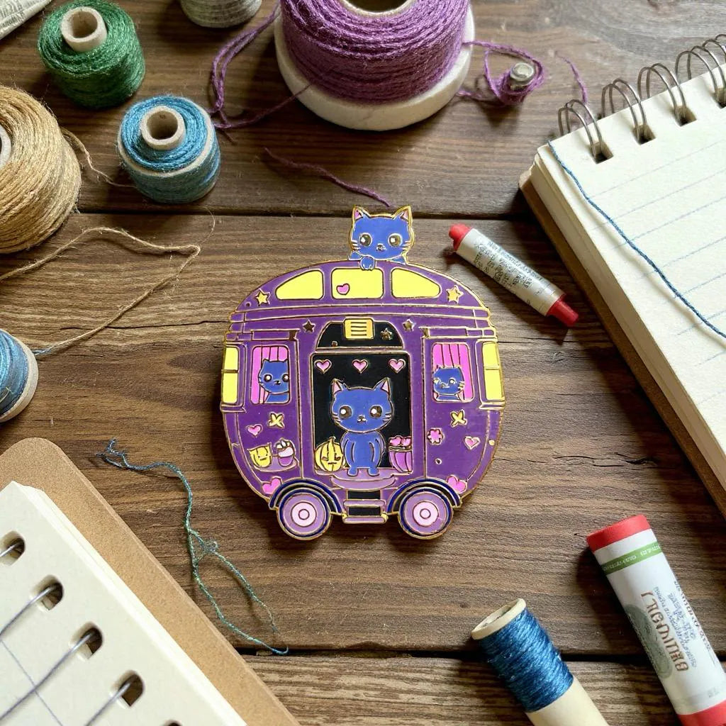 Peaky Whiskers Caravan, witchy enamel pin