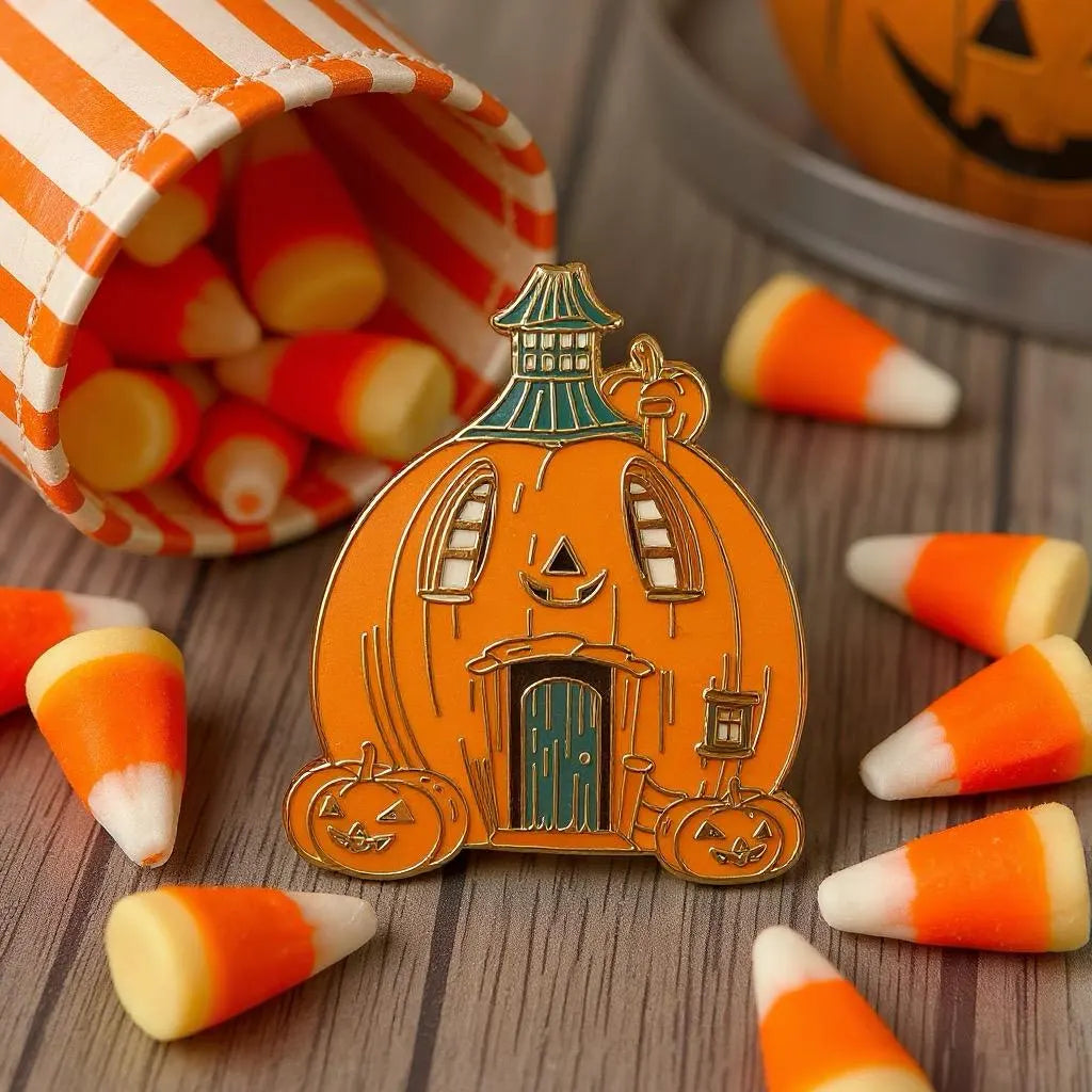Pumpkin House, witchy enamel pin