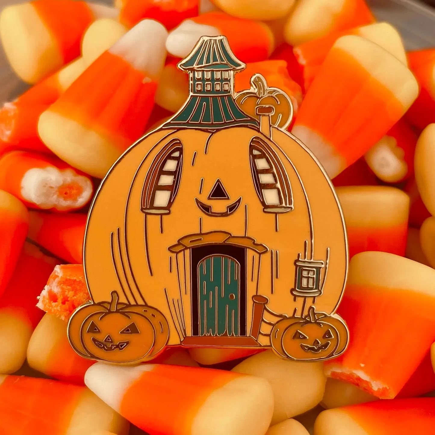 Pumpkin House, witchy enamel pin