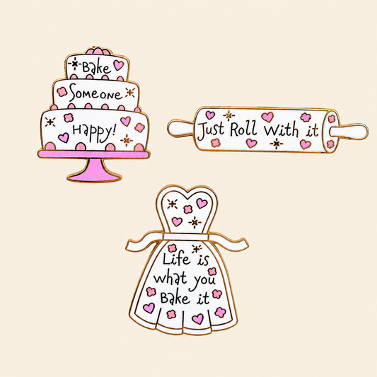 Whimsical Baker Pin Set, kawaii pin pack