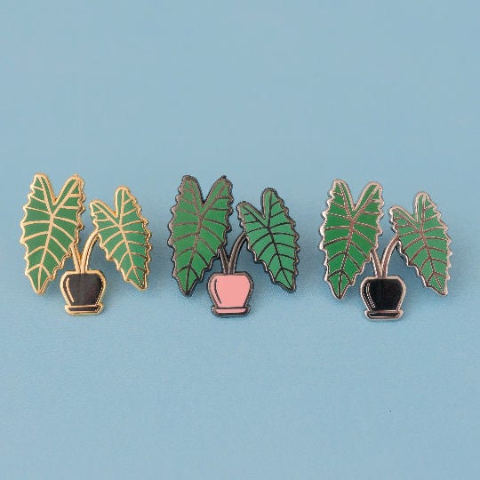Alocasia leaf enamel pin, second view