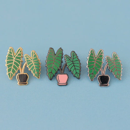 Alocasia leaf enamel pin, second view