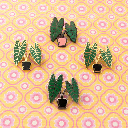 Alocasia leaf enamel pin, third view