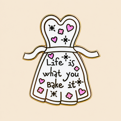 Whimsical Baker: Apron, kawaii enamel pin