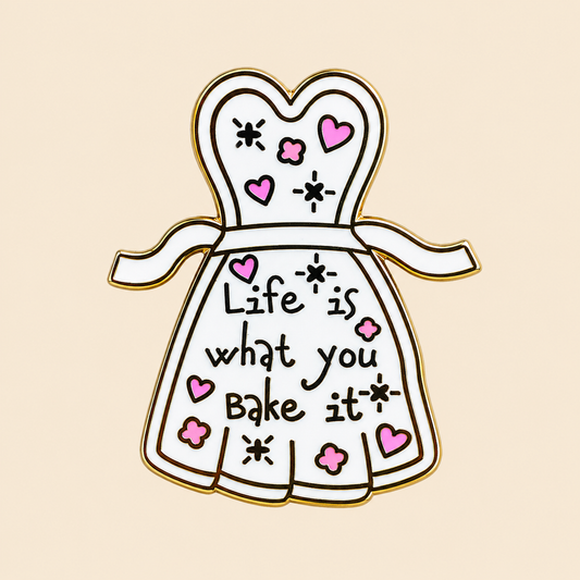 Whimsical Baker: Apron, kawaii enamel pin