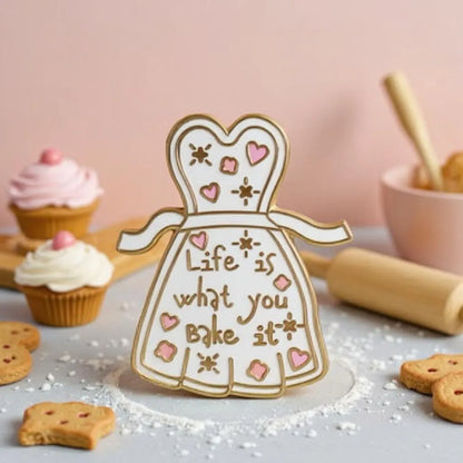 Whimsical Baker: Apron, kawaii enamel pin
