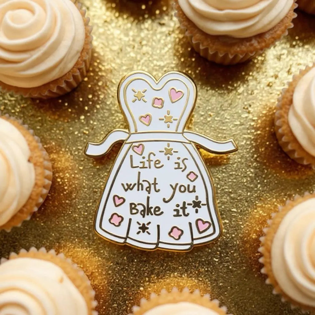 Whimsical Baker: Apron, kawaii enamel pin