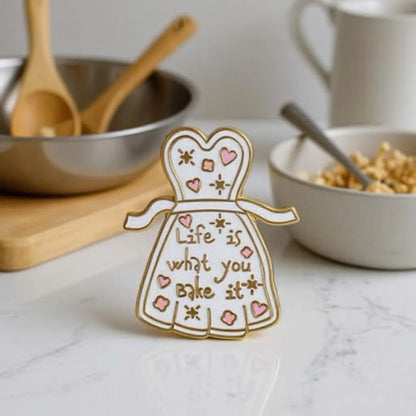 Whimsical Baker: Apron, kawaii enamel pin