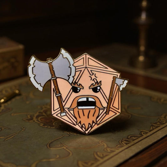 Barbarian D20, D&D enamel pin