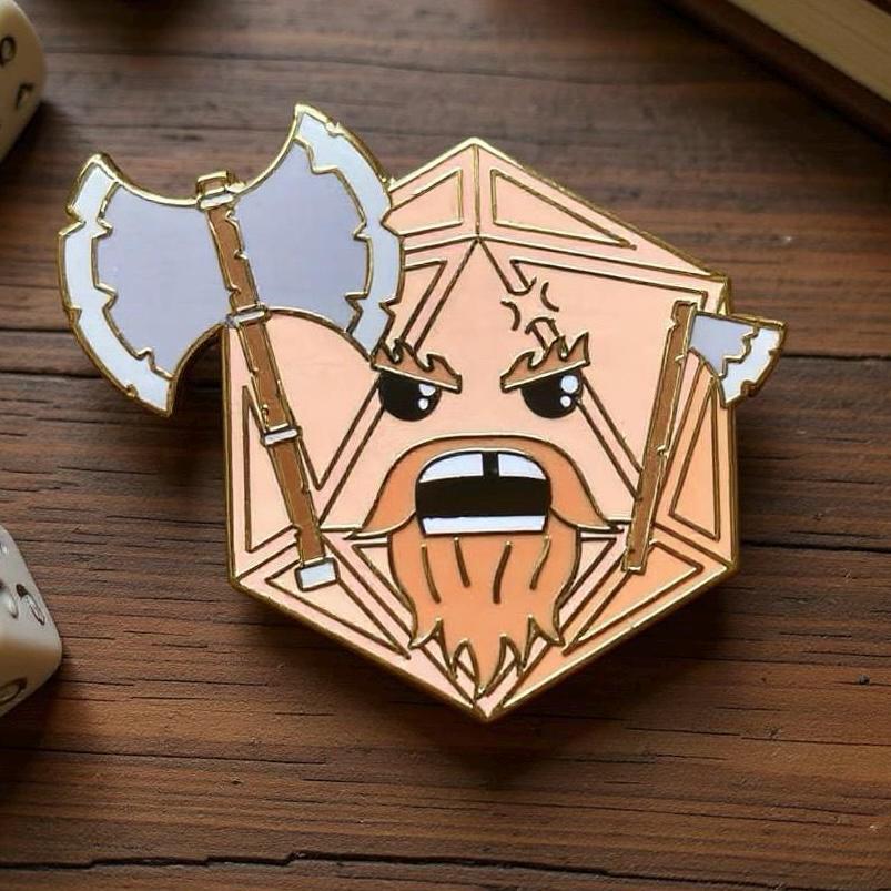 Barbarian D20, D&D enamel pin