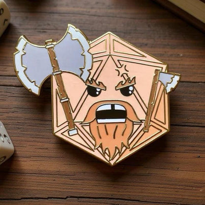 Barbarian D20, D&D enamel pin