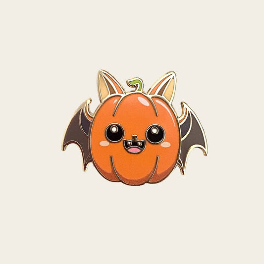 Bat Pumpkin, witchy enamel pin