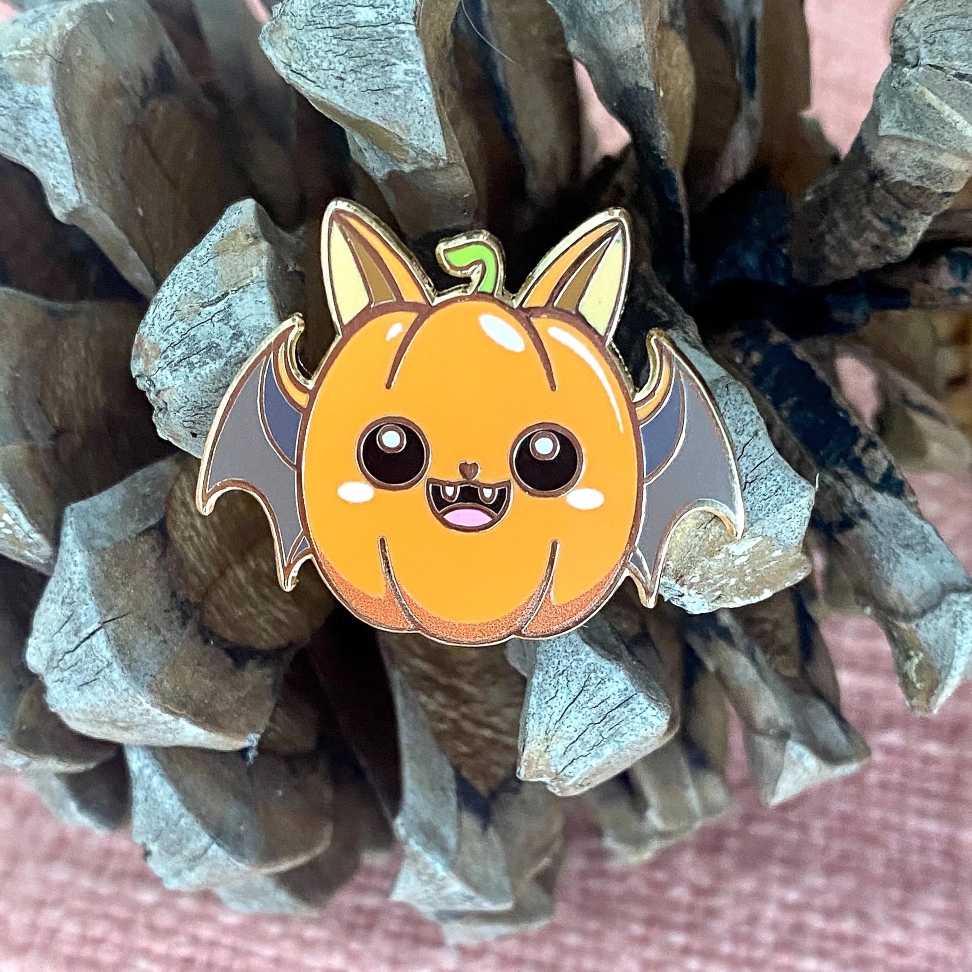 Bat Pumpkin, witchy enamel pin