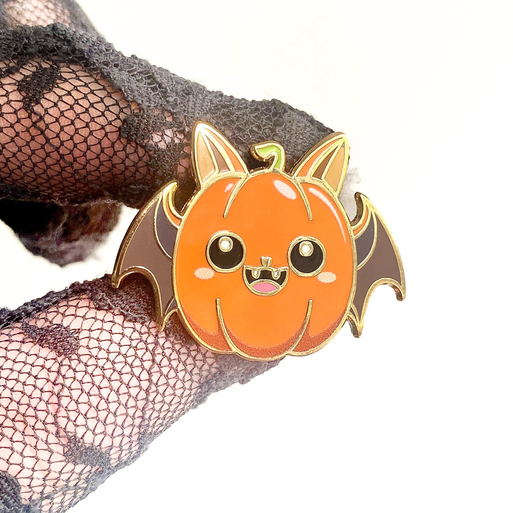 Bat Pumpkin, witchy enamel pin