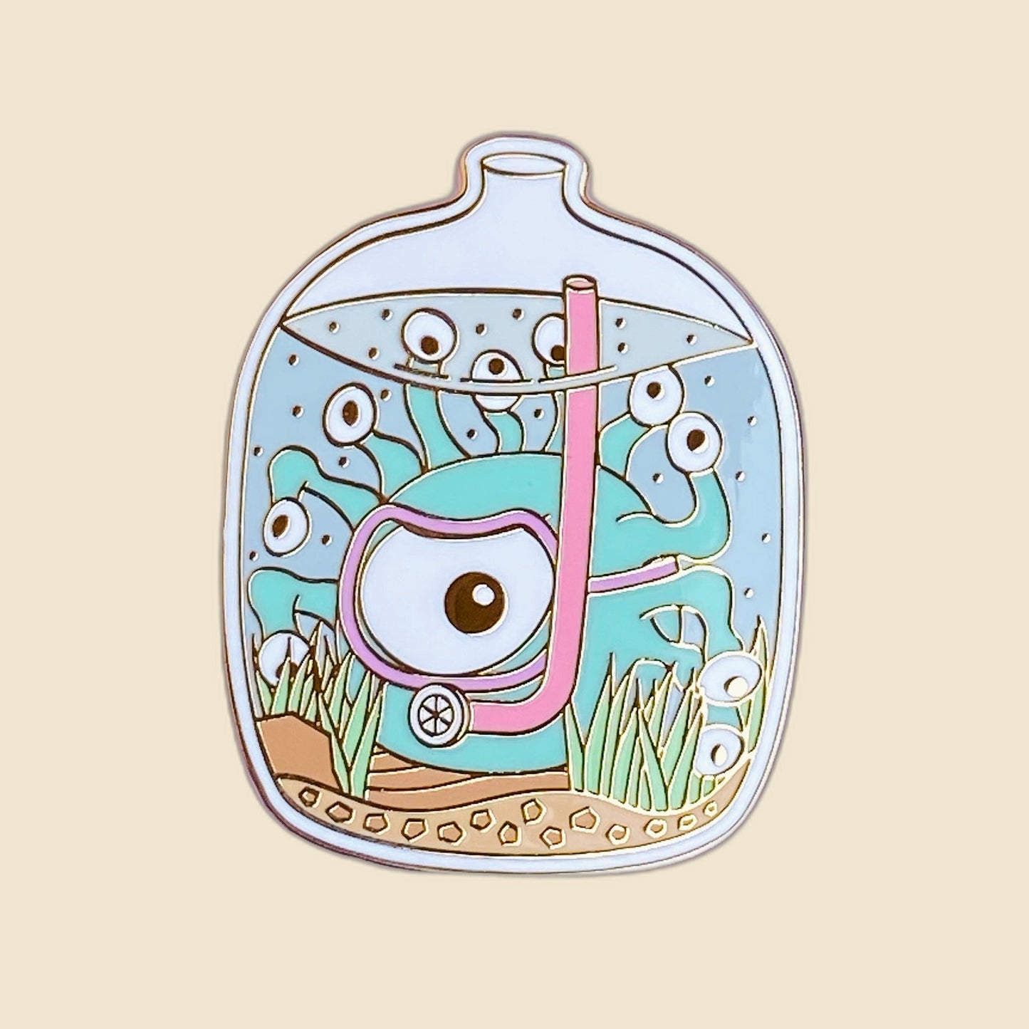 Beholder in a Jar on cream background