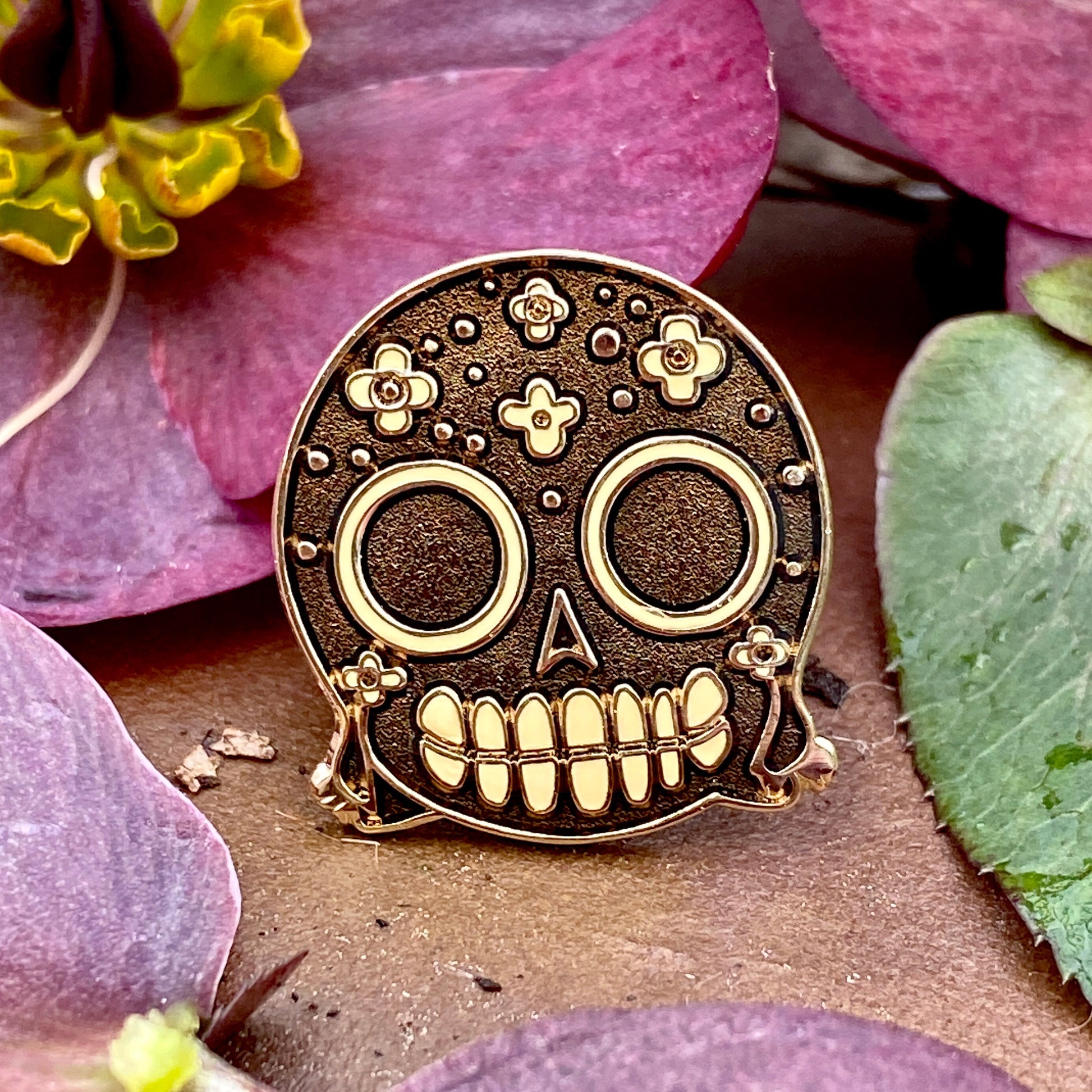 Blossoming Noir, witchy enamel pin