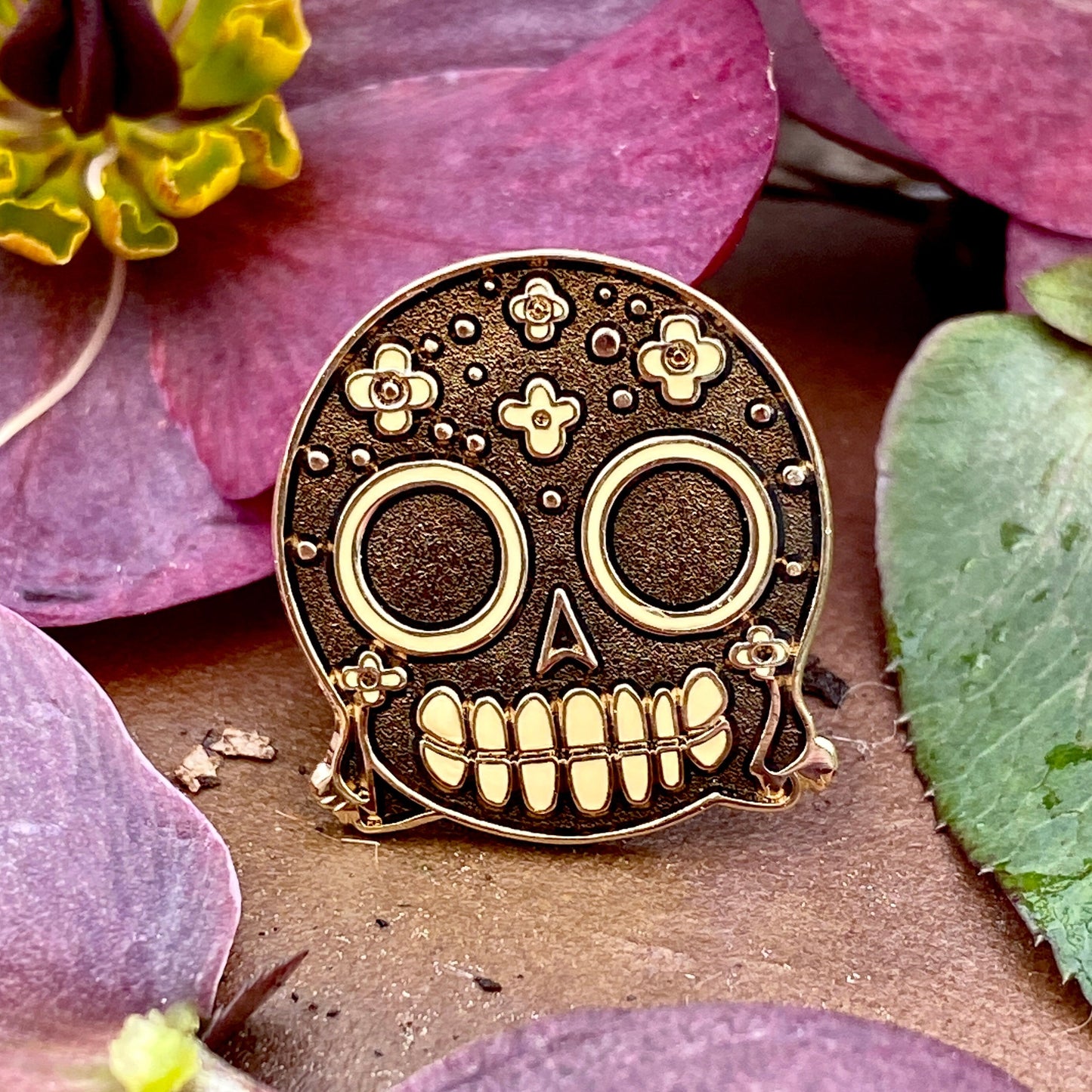 Blossoming Noir, witchy enamel pin