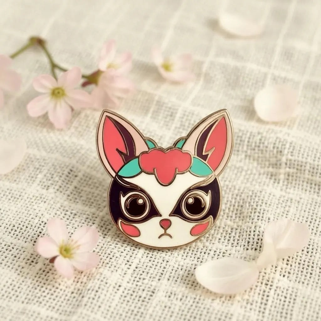Cat Mask Pin, kawaii enamel pin