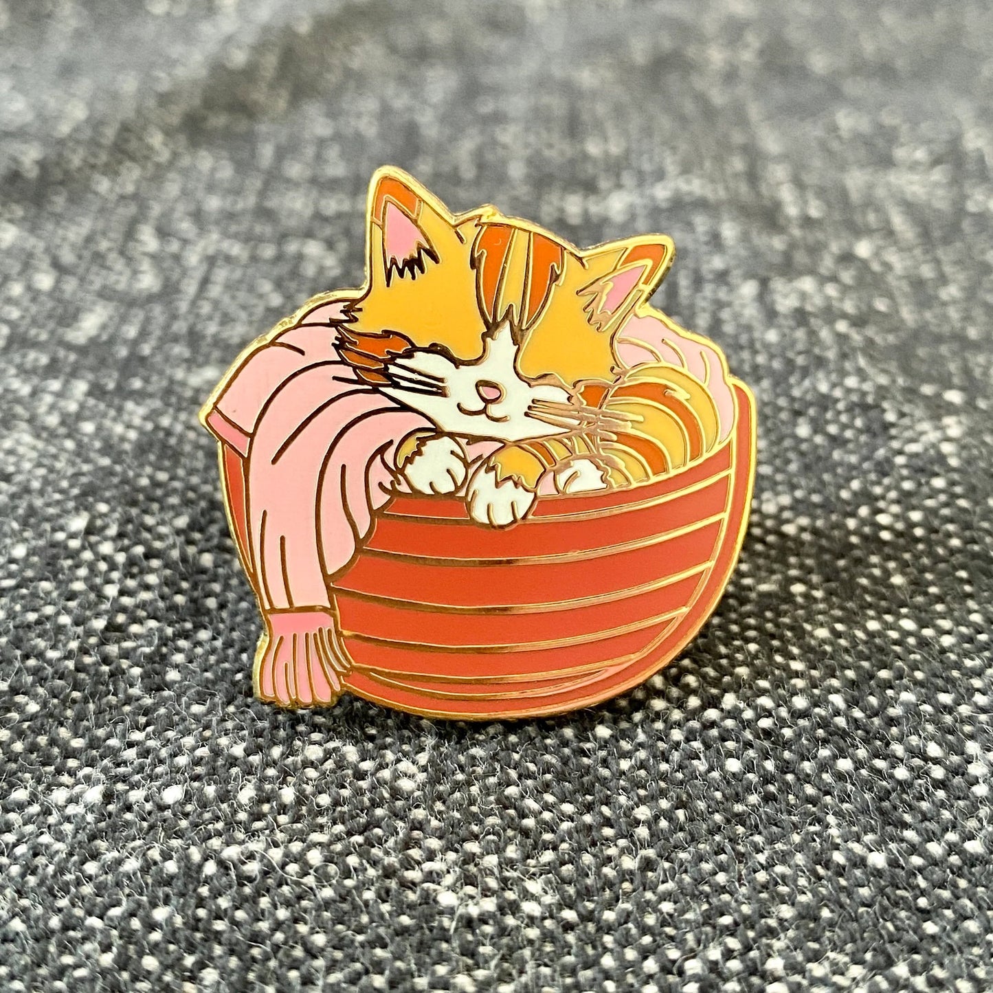 A Cat ... in a Basket, cat enamel pin