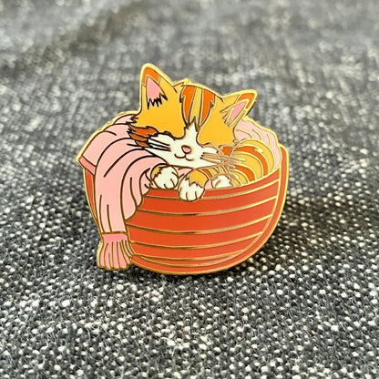 A Cat ... in a Basket, cat enamel pin