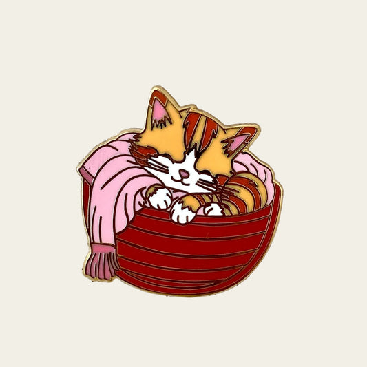 A Cat ... in a Basket, cat enamel pin