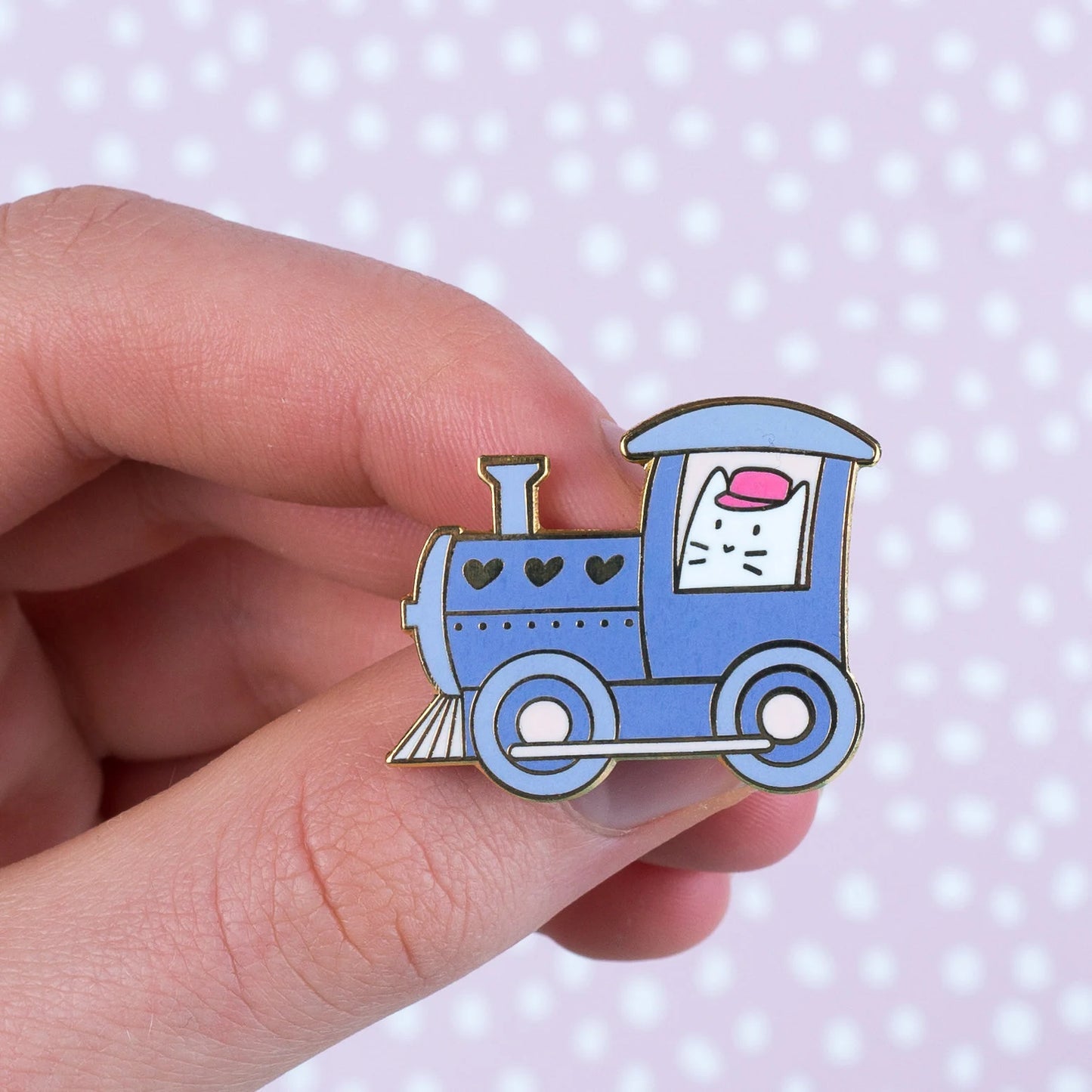 Cat Train Frank, cat enamel pin
