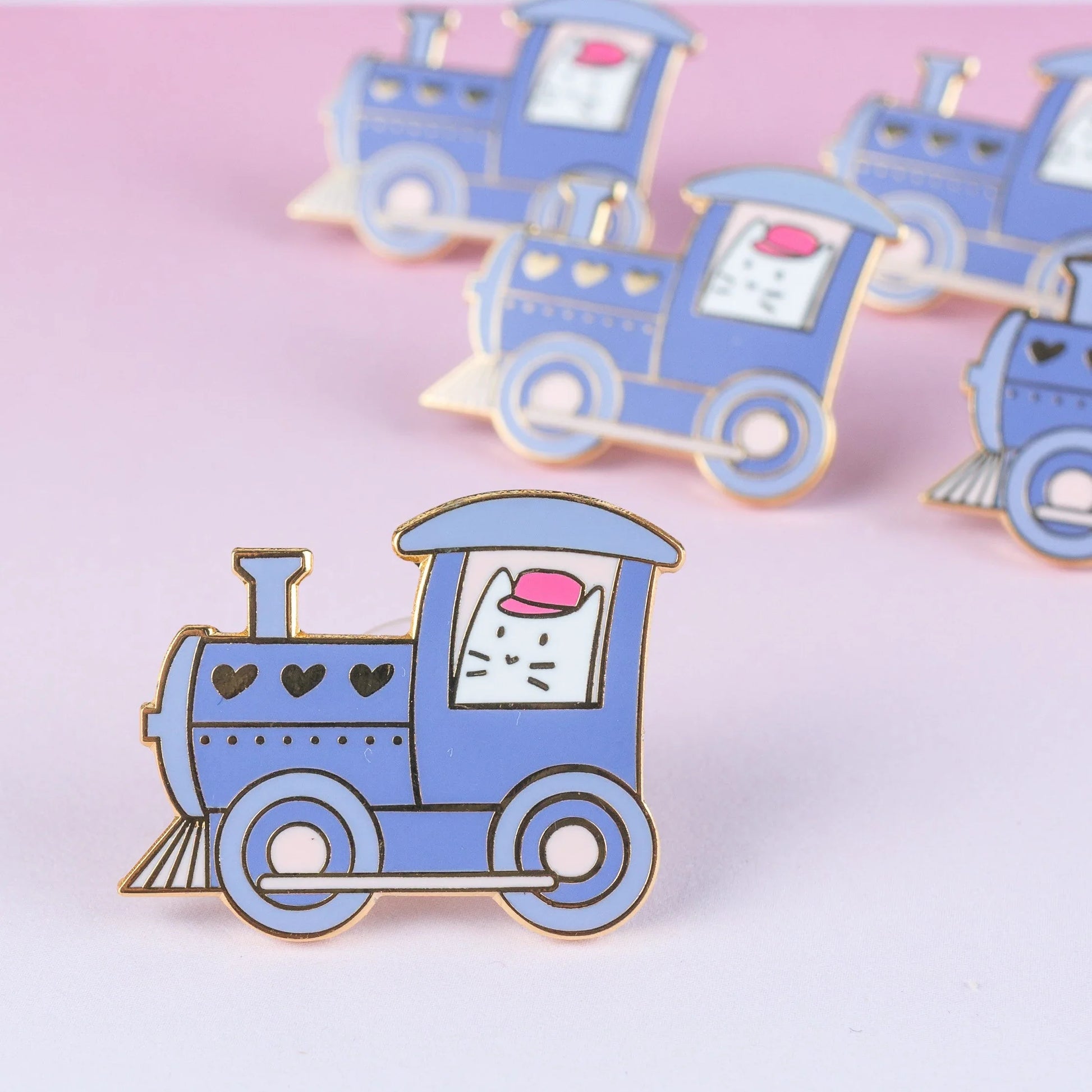 Cat Train Frank, cat enamel pin