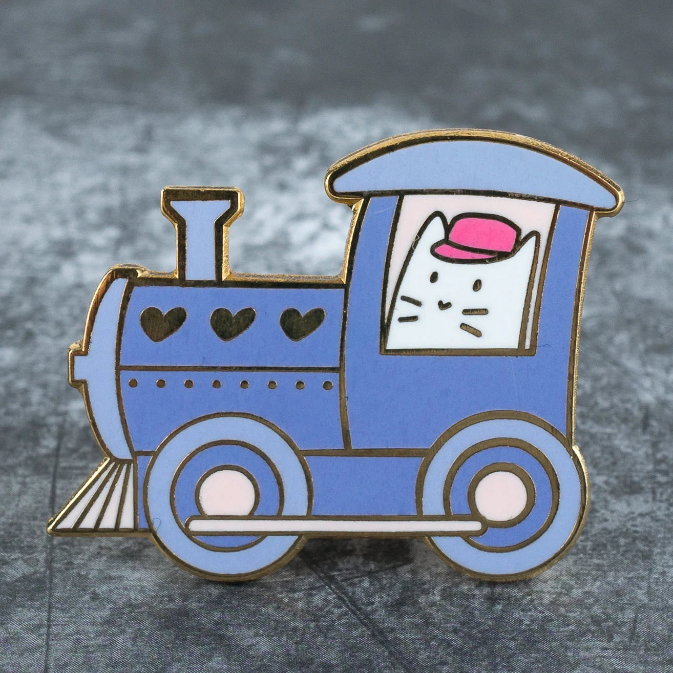 Cat Train Frank, cat enamel pin