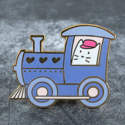 Cat Train Frank, cat enamel pin