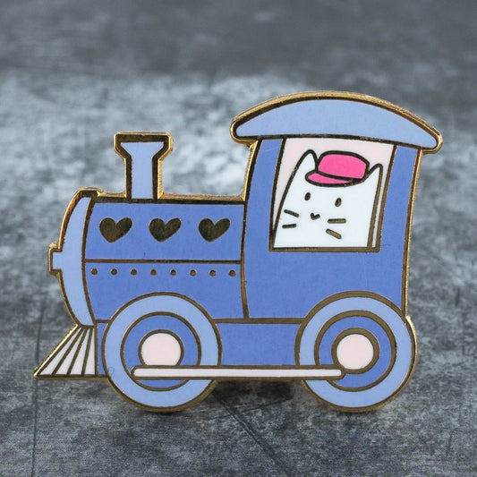 Cat Train Frank, cat enamel pin
