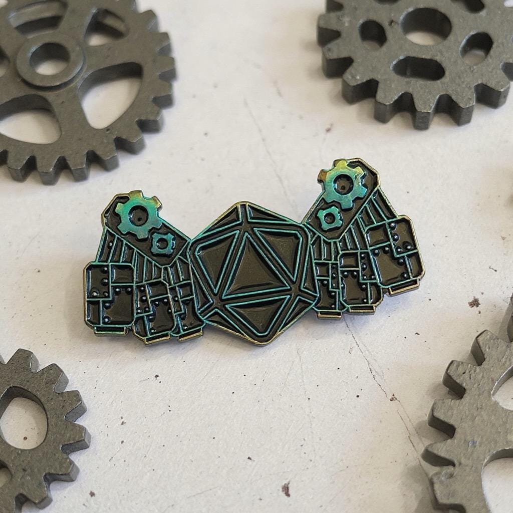 Construct D20, D&D enamel pin