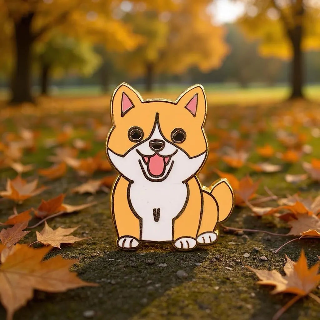 Corgi, kawaii enamel pin