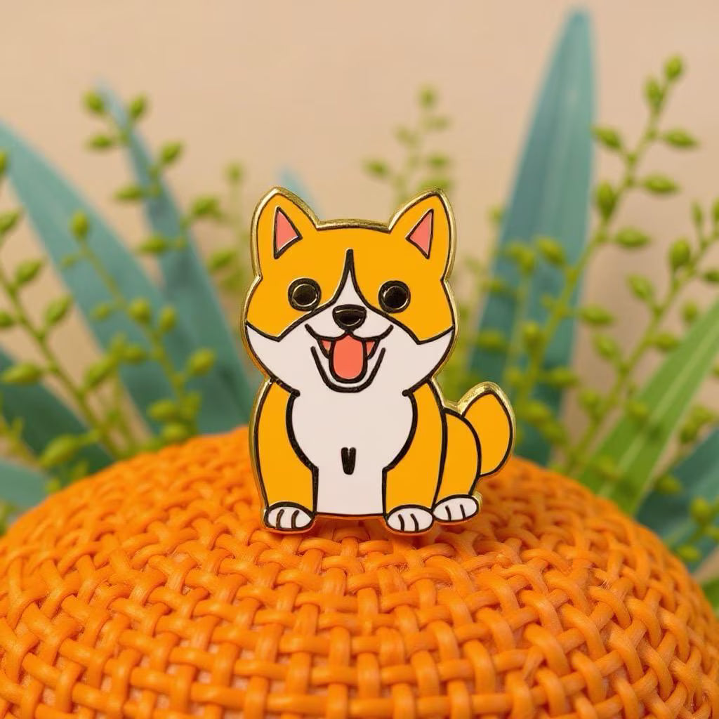 Corgi, kawaii enamel pin